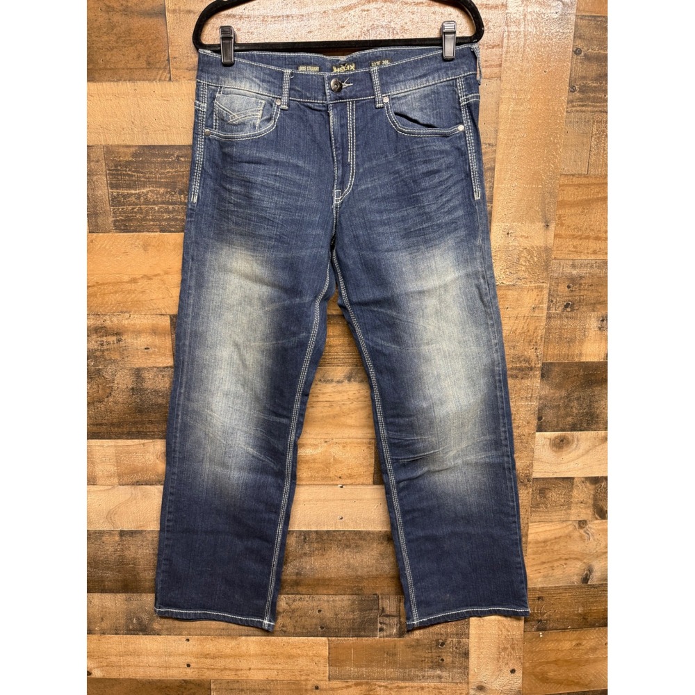 Helix Loose Straight Leg Jeans Dark Wash Contrast Stitch 32W 30L